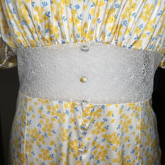 For Love & Lemons Daffodil Floral Sheer Puff Sleeve Lace Dress NWT Size Small - Picture 12 of 16